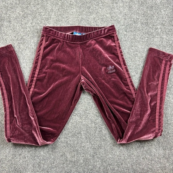 ADIDAS Women’s Maroon/Purple Velvet Vibes Leggings 3 stripes size: Small - Picture 2 of 8